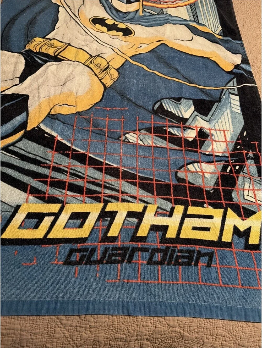 Vintage Batman Beach Towel DC Comics Gotham Guardian City 29x54
